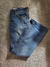 MEK DNM Denim Jeans Mens 27x 32 Bootcut Stretch Dark Wash Blue Button And Zip