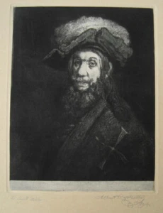 Albert Repholtz (danés 1863-1928) Aquatinta "Til Sigurd Müller" Rembrandt 1914 - Imagen 1 de 1