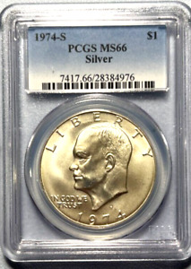 1974 S Eisenhower Silver Dollar PCGS MS 66- Spotless