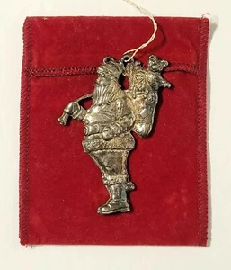 Gorham 1984 Santa w/ Toy Bag Silverplate Christmas Ornament in velvet pouch - Picture 1 of 11
