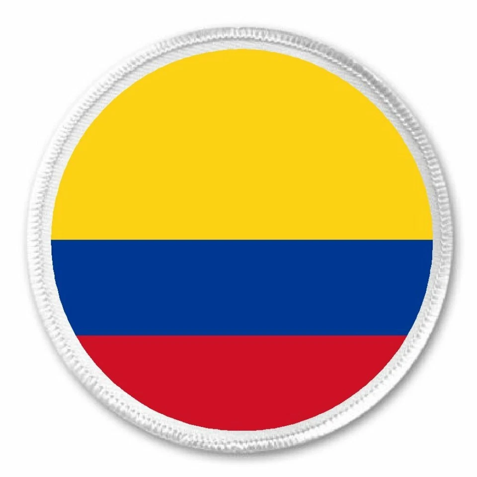 Colombia Colombian Flag - 3" Circle Sew / Iron On Patch Born Raised Pride - Image 1 of 1