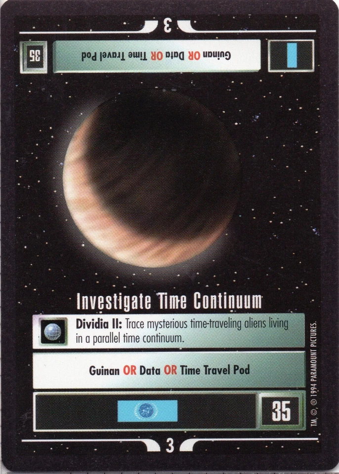 Star Trek CCG Investigate Time Near-Mint/NM Rare – Premier Limited 1994 - Image 1 of 1