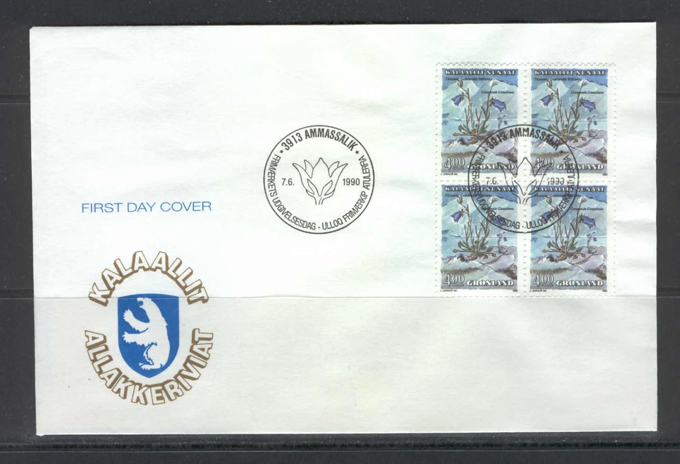 Greenland C23 FDC 1990 4v Flora Plants Bell flowers - Image 1 of 1