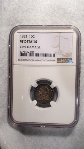 1833 CAPPED DIME NGC VERY FINE SILVER 10C Coin BUY IT NOW! Cover