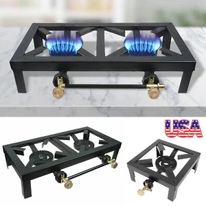 Portable Camp Stove Single Double Burner Iron Propane Gas LPG Outdoor BBQ Cooker - Picture 1 of 14