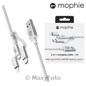 MOPHIE ORIGINALE CAVO DATI RICARICA USB TO MICRUSB USB-C LIGTNING RAPIDO 78D461A - Foto 1 di 5