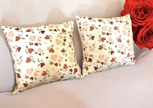 Valentine Heart 2 Velvet Throw Pillows ‘Thro’ Brand 20x20” Duck Feather Inserts - Picture 1 of 9