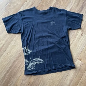 GUY HARVEY T SHIRT TEE BLACK SALT WATER FISH FISHING AFTCO BLUEWATER MENS L - Picture 1 of 5
