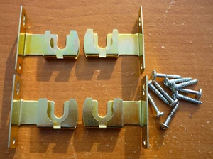 (2 PAIR) Brass Finish 3/4" Outside Mount Slide In Style Sash Rod Cafe Brackets - Picture 1 of 3