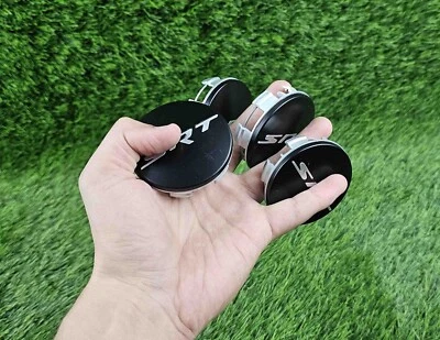 Set of 4 SRT Wheel Center Hub Caps 2015-23 Dodge Charger Challenger Black Silver - Image 1 of 4