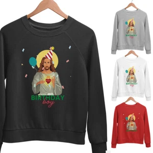 Christmas Jesus Sweatshirt Birthday Boy Xmas Printed Novelty Joke Sweater Jumper - Picture 1 of 31