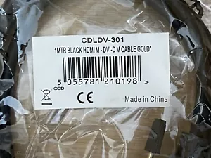 CDLDV-301 1MTR HDMI Male M-DVI-D M Cable GOLD HDMI Male to DVI-D Display Cable - Picture 1 of 4
