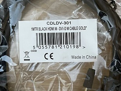 CDLDV-301 1MTR HDMI Male M-DVI-D M Cable GOLD HDMI Male to DVI-D Display Cable - Image 1 of 4
