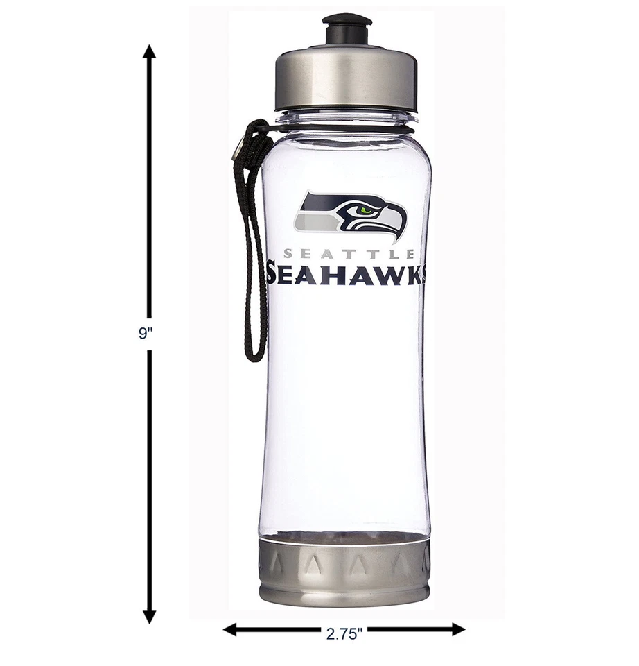 Seattle Seahawks 20 Oz Clip on Water Bottle Stainless Steel Top & Bottom NFL