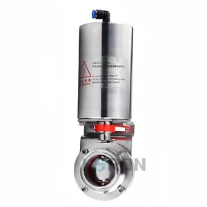 4'' Sanitary Pneumatic Butterfly Valve SS304L Clamp OD 119mm Single Acting - Picture 1 of 7
