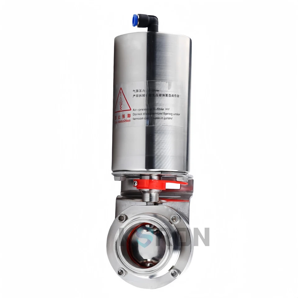 4'' Sanitary Pneumatic Butterfly Valve SS304L Clamp OD 119mm Single Acting - Image 1 of 4