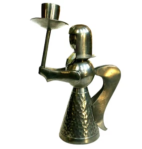 Candelabro Angel Tea Light metal martillado hecho a mano brutalista medieval - Imagen 1 de 7