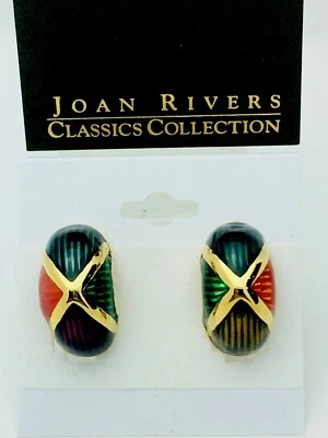 Pendientes de clip esmaltados vintage firmados por Joan Rivers Foto 1 de 2