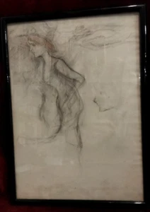 QUADRO - DISEGNO DONNA A MATITA - ULVI LIEGI (LIVORNO 1858-1939) - Foto 1 di 9