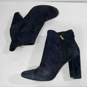 Ann Taylor Black Suede Ankle Boots Size 8.5 Block Heel - Picture 1 of 8
