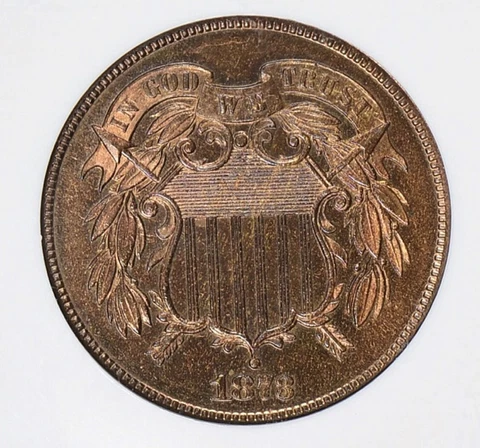 1873 Shield Two Cent,  Proof Closed 3, NGC PF66 RB, CAC Cover