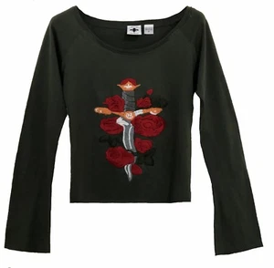 Women's Green Embroidered With Fleur de Lis at The Back Sweater, size S - Picture 1 of 6