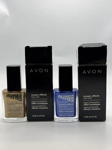 Avon Mosaic Effects Top Coat Gold Glimmer & Blue Flash - Picture 1 of 3
