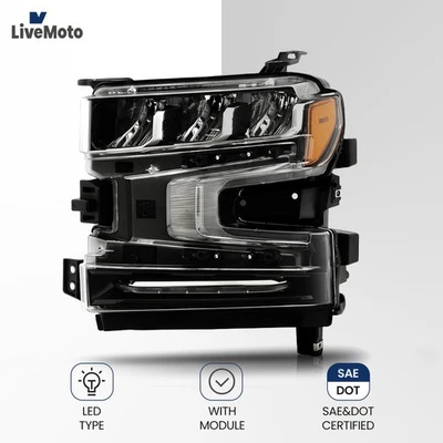Full LED Headlight For 19-22 Chevy Silverado 1500 w/Intelligent High Beams Left Foto 1 de 4