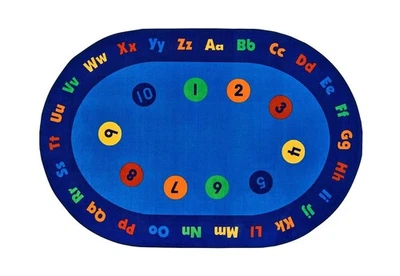 Alfombra de aula de aprendizaje temprano ovalada de 6x9 pies, azul, para área de juegos para niños, circletime Foto 1 de 4