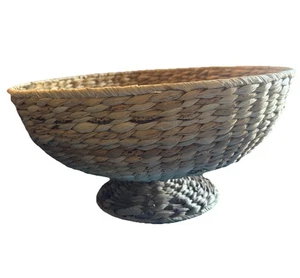 "Pedestal tejido de mimbre frutero soporte para plantas exhibición de almacenamiento boho grande 14 1/2""" - Imagen 1 de 7