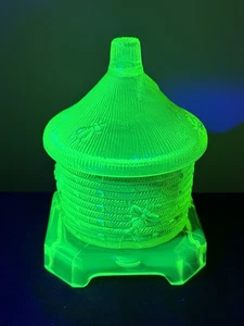 Boyd Art Glas Biene Honig Glas In Sonnenschein Vaseline Uran LEUCHTET - Bild 1 von 9