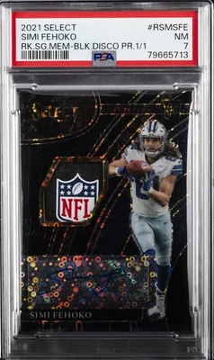 2021 PANINI SELECT RC SIG MEM BLACK DISCO PRIZM 1/1 SIMI FEHOKO 1/1 PSA 7 AUTO - Image 1 of 2