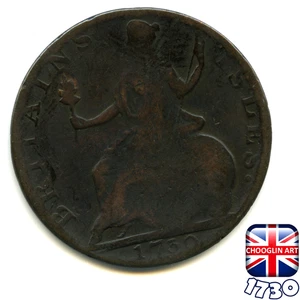 A BRITISH 1730 GEORGE II ½ PENNY coin, 295 Years Old! (Re: 1730_26/7) - Picture 1 of 2