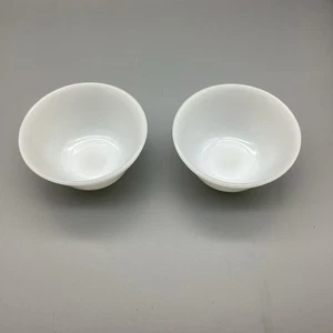 Set Of 2 White Bowl Nesting Mixing Small 401-1 1/2 Pint USA Federal Oven Ware - Picture 1 of 4