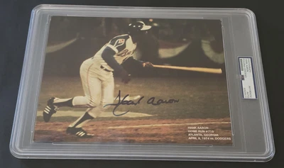 HANK AARON Signed 8x10 Photo-HALL OF FAME-MILWAUKEE BRAVES-PSA - Image 1 of 4
