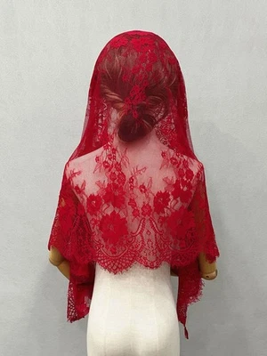 Velo de boda musulmán una capa apliques blancos gótico negro vintage velos de encaje Foto 1 de 4