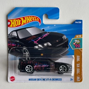 Nissan Skyline GT-R (BCNR33) Hot Wheel Short Card Mainline Black 90's HKS Livery - Picture 1 of 1