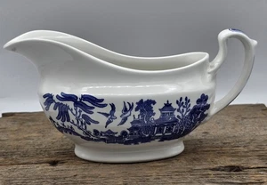 Churchill England Willow Gravy Boat 7,5" Transferware Ceramica Lavabile in Lavastoviglie - Foto 1 di 11