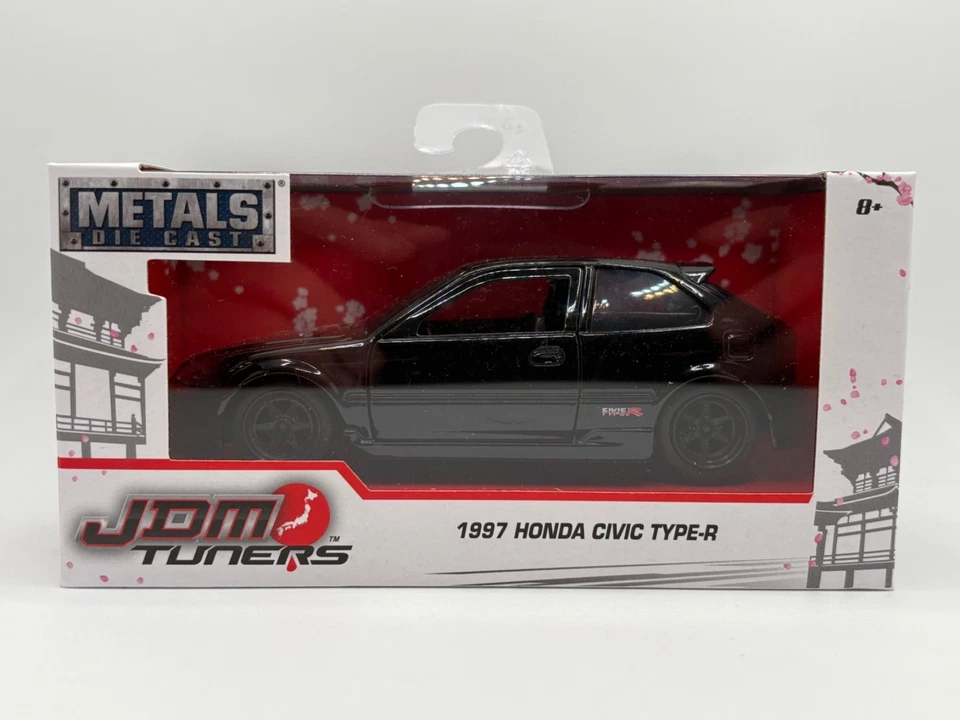 JADA JDM Tuners 1997 Honda Civic EK Type R BLACK RIMS 1:32 DIECAST  NEW In BOX - Image 1 of 1