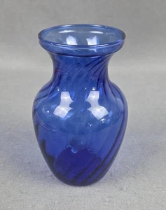 Vintage Indiana Glas "Illusions" Twist Swirl Kobaltblau Glas Vase - Bild 1 von 13