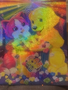 Vintage LISA FRANK Unpunched New Folder Fresh Pop Corn! Kitten & Labrador - Picture 1 of 2