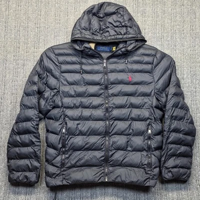 Polo Ralph Lauren Colden Packable Jacket Men's Medium Black Hooded Down Puffer - Image 1 of 4