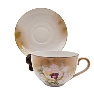 Taza de té y platillo de magnolia blanca vintage brillo alemán estilo Art Deco europeo - Imagen 1 de 19