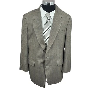 Austin Reed Blazer Mens 44 R Gray Plaid Pure Virgin Wool Sports Coat USA Vtg 2 B - Picture 1 of 14
