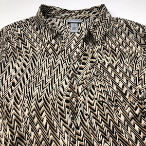 Catherines Plus 1X Pullover Henley V-Neck Collared Button Long Sleeve Shirt - Picture 1 of 11