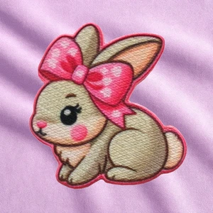 Parche de conejo ropa con apliques para planchar, cola de algodón para bebé, lazo rosa, Pascua - Imagen 1 de 18