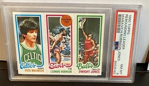 1980 Topps Basketball Rebounding Leader Maravich, Robinson, Jones PSA 8 NM-MT - Foto 1 di 3