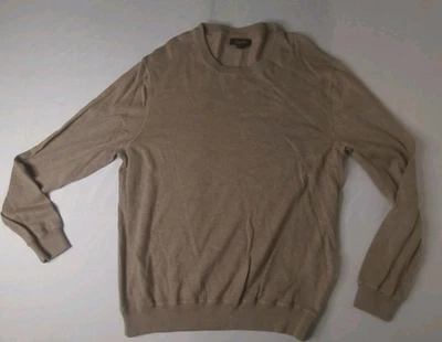 Tasso Elba Taupe Luxury Blend Crewneck Sweater Large Mens L Cotton Silk Cashmere - Image 1 of 3