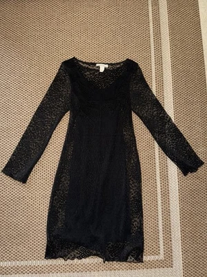 Vestido de Colección Casa Blanca Mercado Negro con Cordones Negro Forrado sin Mangas Talla Mediana Foto 1 de 4