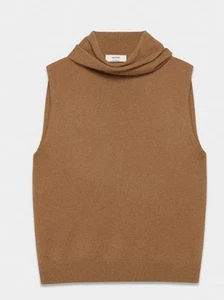 Aritzia Bare Cashmere DIRTY! Sleeveless Turtleneck Sweater Medium Seville Brown - Picture 1 of 5